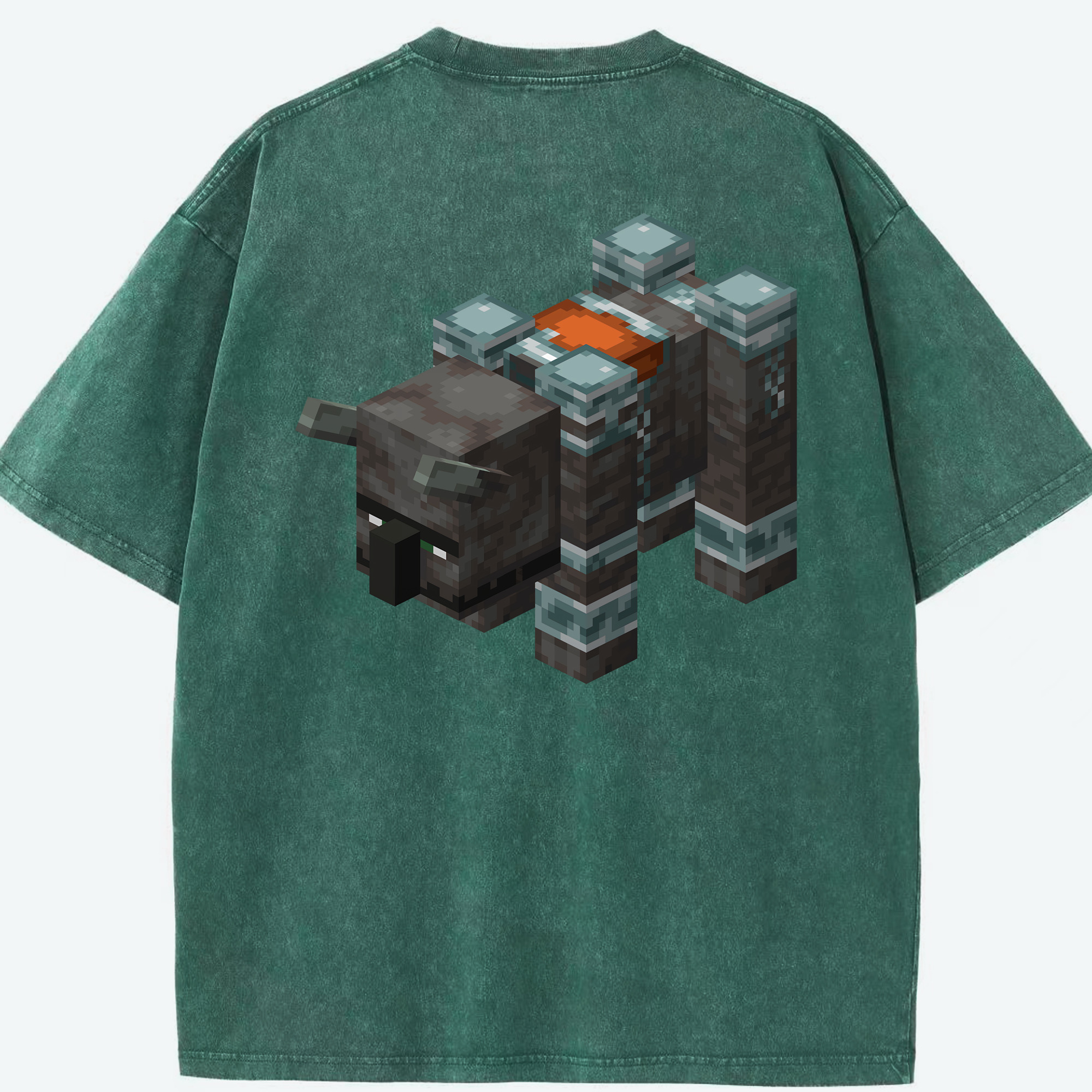 （画像用） マインクラフト ブロックの世界 Minecraft MC Block world 綿100% ヴィンテージ風 半袖Tシャツ（背面プリント）